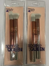 2x Sparkle Queen Beauty 360° 2 Glow Up Brushes Duo Rounded Bristles Highlights