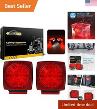 12V Submersible Square Led Trailer Light,Red White LED Stop Turn Tail License...