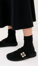 Tory Burch Mellow Mules Shearling Suede Perfect Black/ Gold Women s Size 9