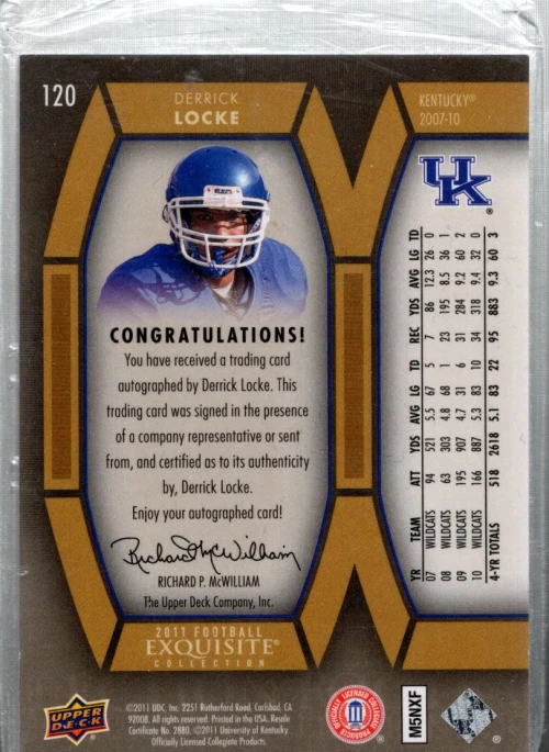 B1734- 2011 Exquisite Collection #120 Derrick Locke Auto /70 - NM-MT ROOKIE - Image 2 of 2