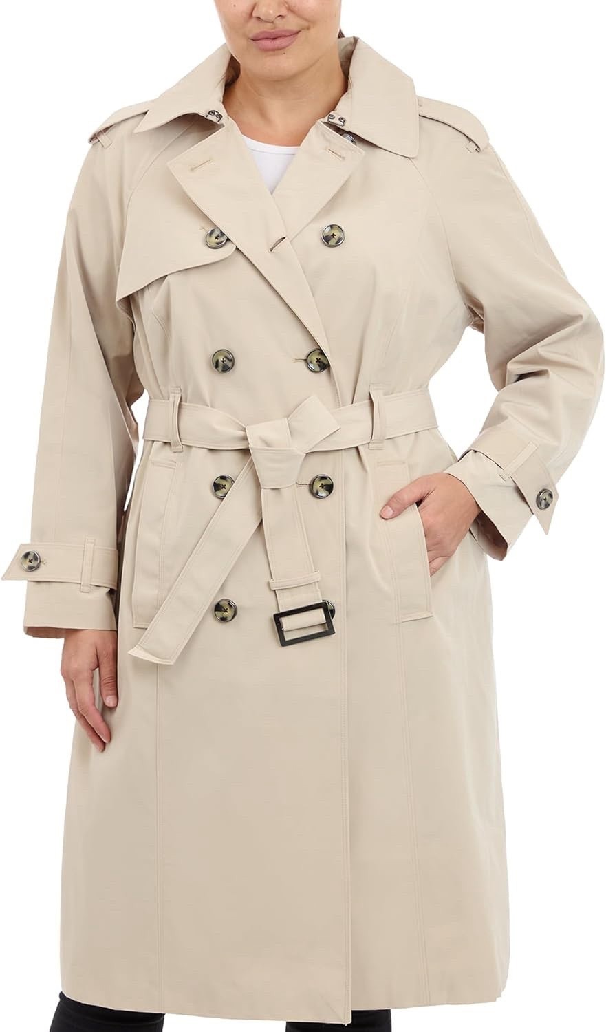 London Fog Women’s 3/4 Length Double-Breasted Trench Coat W/ Belt | Size Large