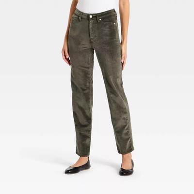 Women Everyday High-Rise Straight Velvet Pants - Universal