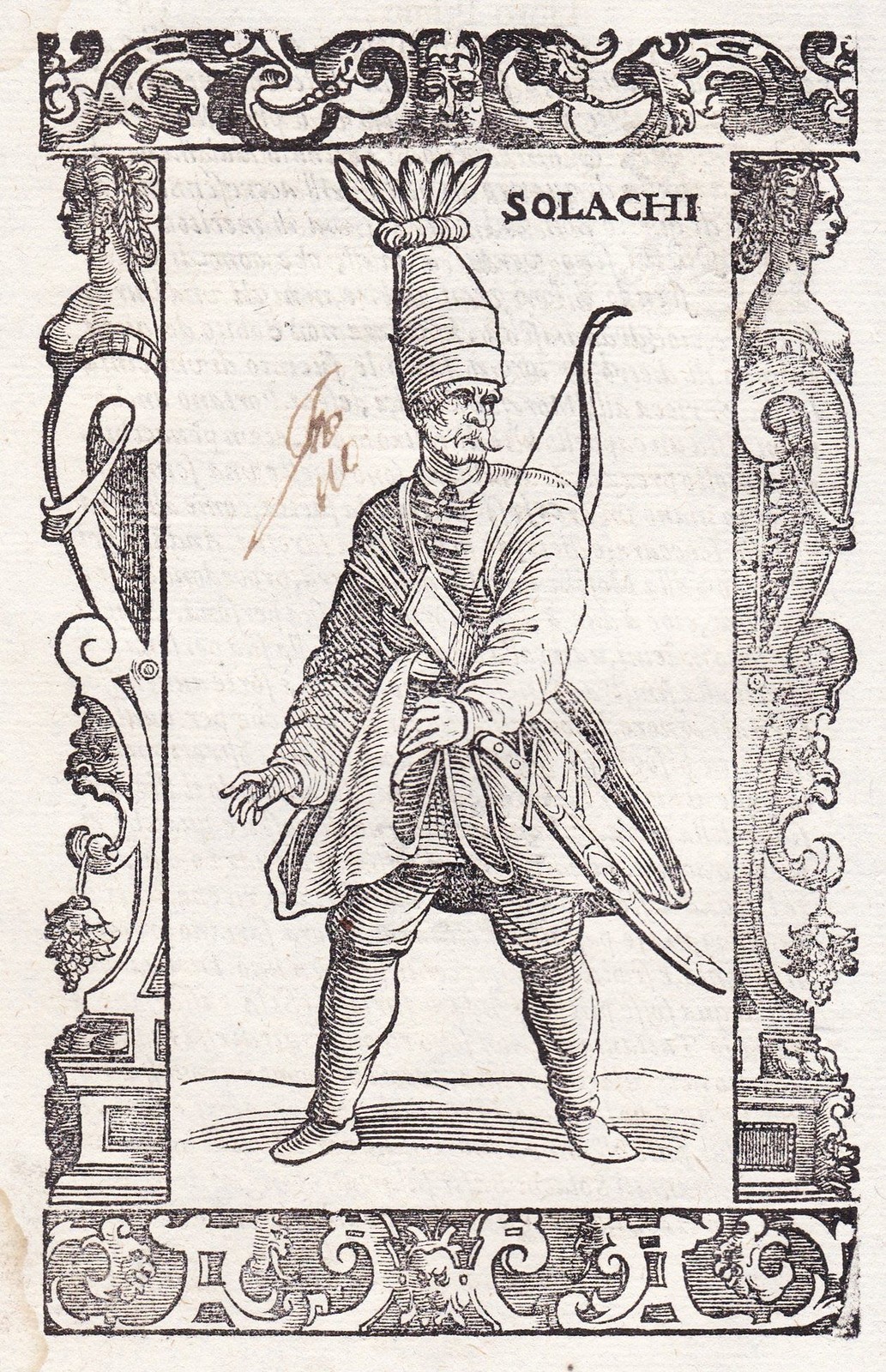 Disfraz De Arquero Del Imperio Otomano Turquía Grabado En Madera Vecellio 1590