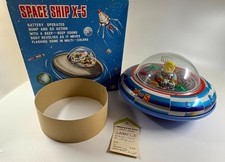 Vintage 60's BO Space Ship X-5 Tin Plastic TM Modern Toys Masudaya Japan w/Box