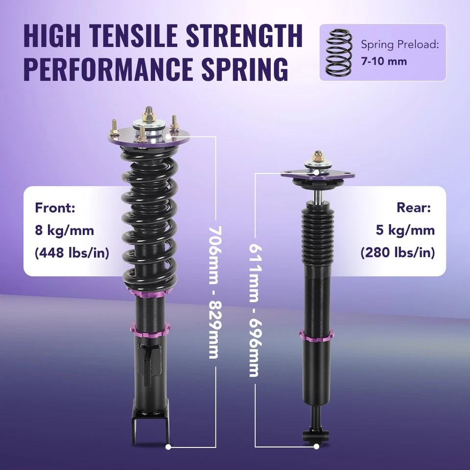 Front & Rear Coilover Struts Adj. Height For 05-10 Chrysler 300C Challenger SRT8 Foto 3 de 4