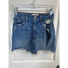 Abercrombie Fitch Womens Denim Mini Skirt Distressed Blue 25/0