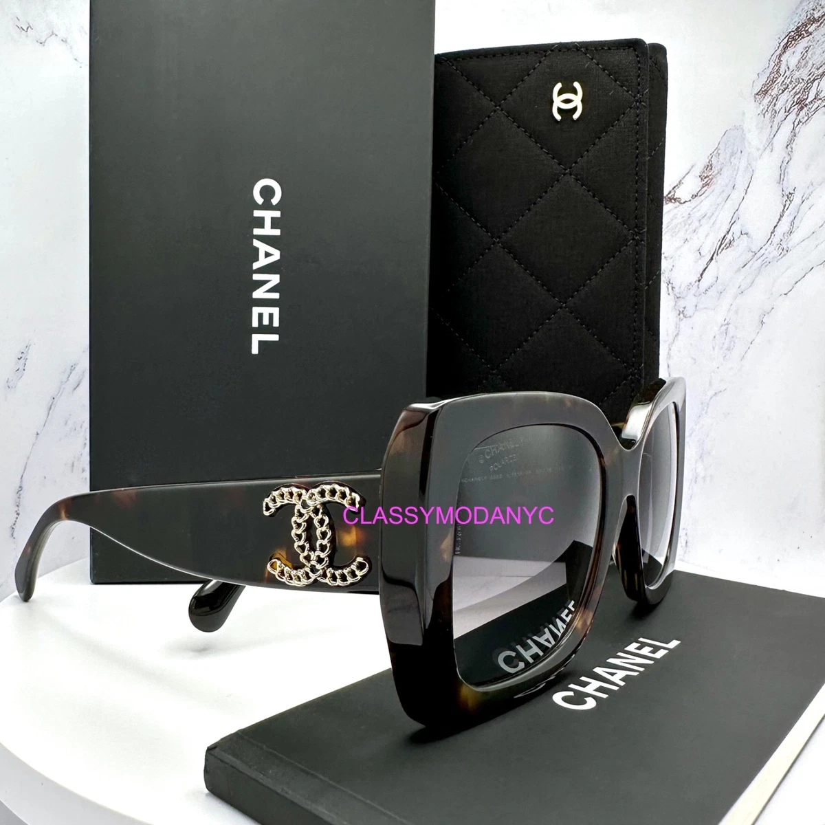 AUTHENTIC Women Chanel Sunglasses 5389-A Frame Brown/ Lens 57-16 with BOX CHANEL Sunglasses: Square Sunglasses, acetate — Fashion | CHANEL main image 4