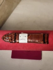 ZRC Made in France Dark Brown Crocodile Grain 24mm Watch Band Silver Tone Buckle