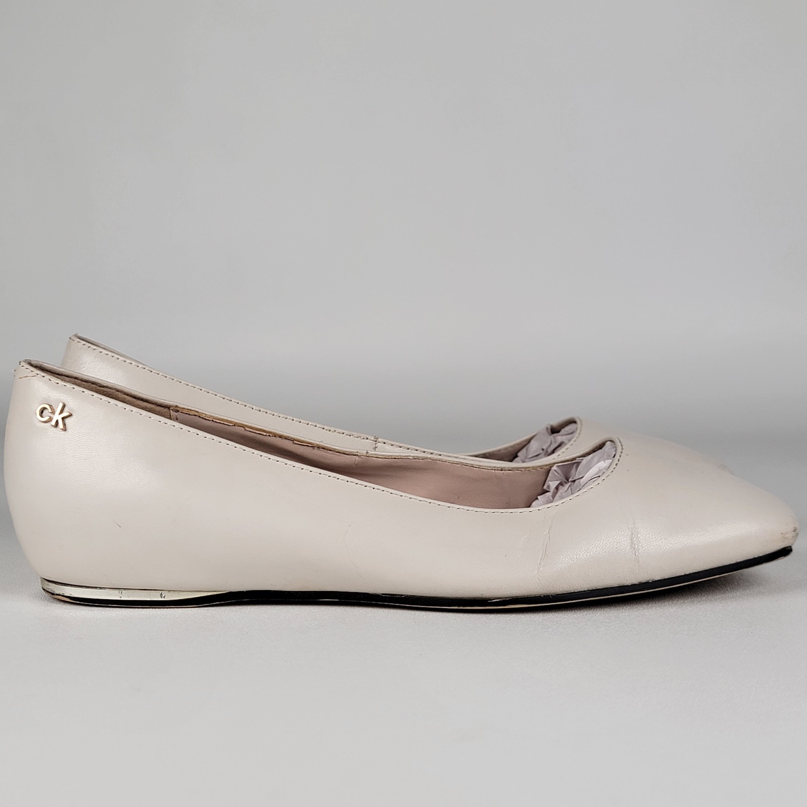 Calvin Klein Collection Women's 7.5 M Leather Ballet Flats  Biege
