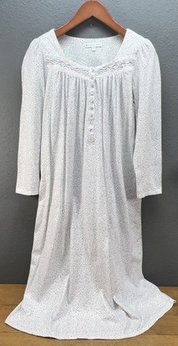 Eileen West White/Pink 100% COTTON KNIT Long Sleeve Ballet Nightgown S Jersey - Picture 8 of 9