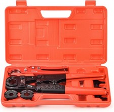 Pex Pipe Crimping Tool kit for 3/8,1/2,3/4,1-inch Copper Ring with Free GaugePex