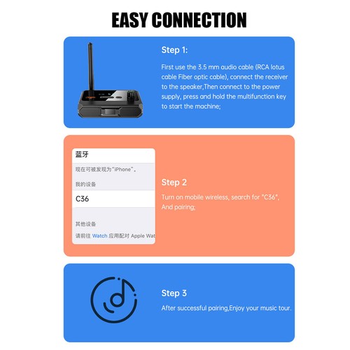 Bluetooth Receiver Wireless Audio Adapter for Home Stereo TV Car - Picture 10 of 12