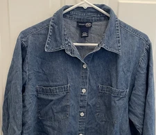 Venezia Jeans Blue Denim Collared Button Up Pocket Shirt Womens 14/16 Western