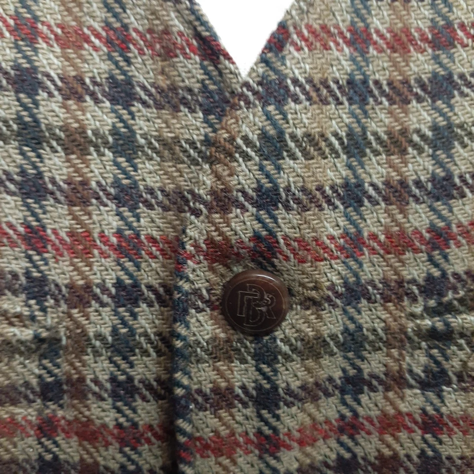 Chaleco Chaleco Vintage Banana Republic Para Hombre Mediano Lana Cuadros Marrón Verde Foto 3 de 4