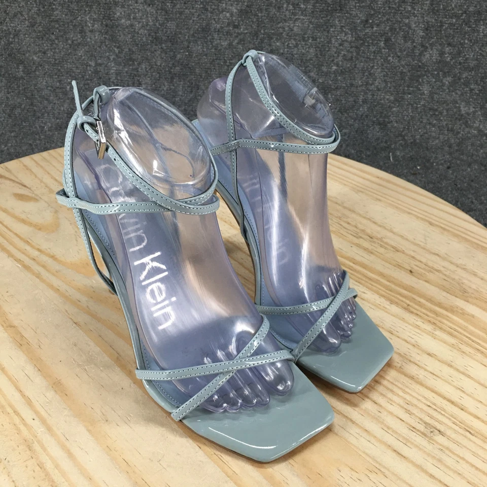 Calvin Klein 凉鞋女式 8.5 M Tegin 绑带蓝色休闲细高跟鞋新款 — 第 3/4 张图片