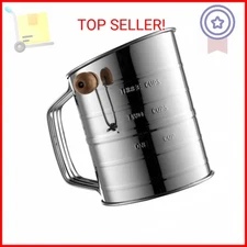 Bellemain 3 Cup Flour Sifter for Baking Fine Mesh Rotary Hand Crank with Loop Ag