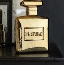 Giant Parfum PERFUME Shaped Coin Bank Bottle Ceramic  Gold Paint TIDY RARER LOOK
