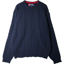 90'S Ralph Lauren Chaps Cable Knit Cotton Sweater Made In Usa L Vintage Men Vint
