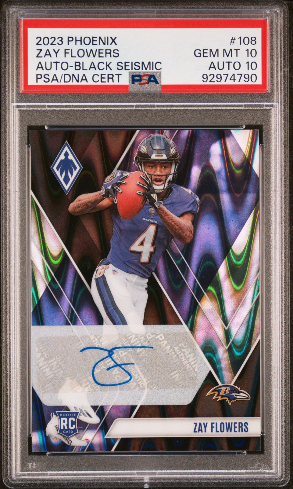 Zay Flowers Panini Phoenix #108 Autograph-Black Seismic