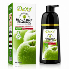 Dexe Black Hair Dye Shampoo 400ml Apple Grey Coverage Ammonia Free Long Lasting