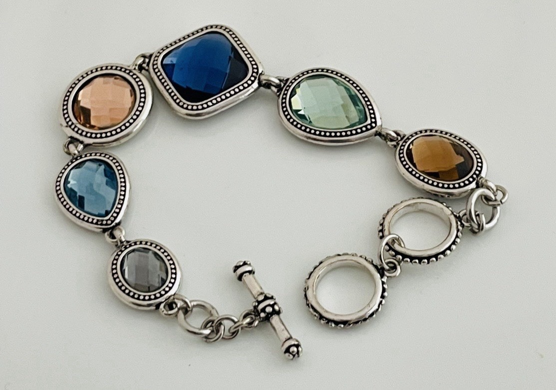 Multicolor Bezel-set Multi Colored Gemstones & Si… - image 1