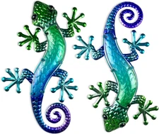 HONGLAND Metal Gecko Wall Art 15 Inch Lizard Outdoor Decor Lizards Garden Sculpt