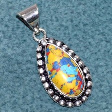 Mosaic Jasper 925 Silver Plated Pendant 1.4" Classy Look Most Beautiful JW