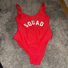 Red Swimming Costume with Squad logo size M