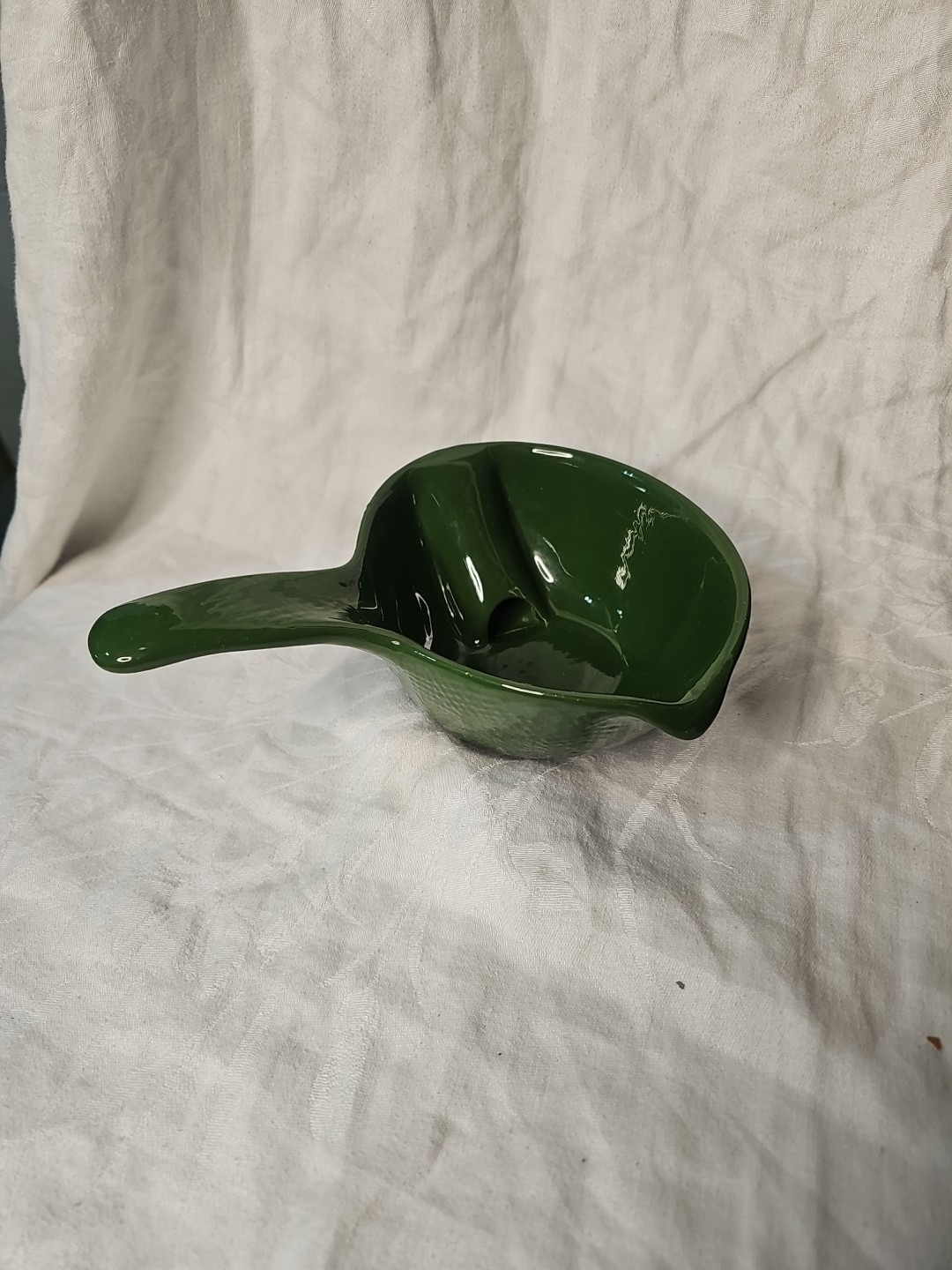 CARDINAL CHINA FOREST GREEN GRAVY OR SAUCE  BOWL BOAT & LADLE & DOUBLE POURING  