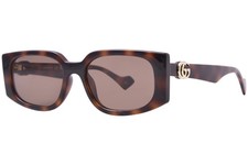 Gucci GG1534S 002 Sunglasses Women's Havana/Brown Lenses Rectangle Shape 55mm