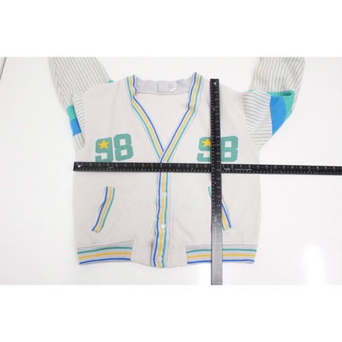 Vintage Kids Striped Sleeve Varsity Style Cardigan Sweatshirt XL - Picture 9 of 11