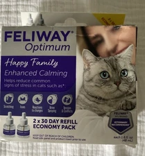 Feliway Optimum Happy Family Enhanced Calming Diffuser Refill 2 pck  Exp 10/26