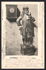 Ansichtskarte Heidelberg, Perkeo vor einer Wanduhr 1901 