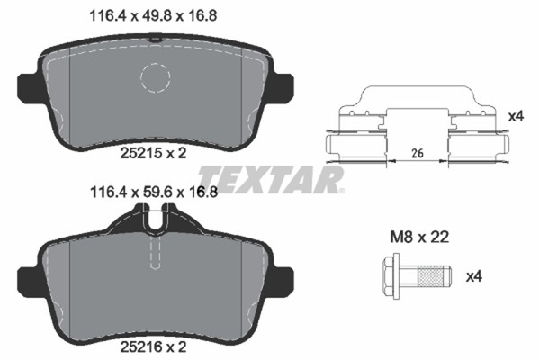 Textar Bremsbelagsatz Scheibenbremse Q+ 2521509 FüR Mercedes Gl Gls Gle C292 350-image