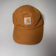 Carhartt Kids Canvas Ball Cap Brown Adjustable Hook Loop Strap Hat One Size