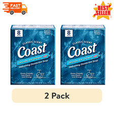 2 Pack Coast Refreshing Deodorant Bar Soap Classic Scent 3.2 oz 8 Count Twin Box