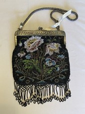 Antique Victorian Beaded Purse. Intricate Beading, BEAUTIFUL Flower Pattern