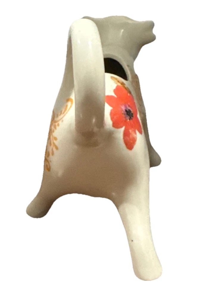 MUJER PIONERA RETIRADA Mercadillo Floral Forma de Vaca Cerámica Crema Coleccionable Foto 4 de 4