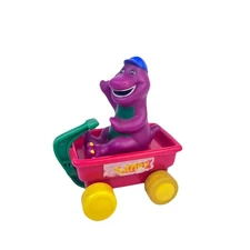 VTG Barney Riding A Red Wagon Toy The Lyons Group Hasbro 1997