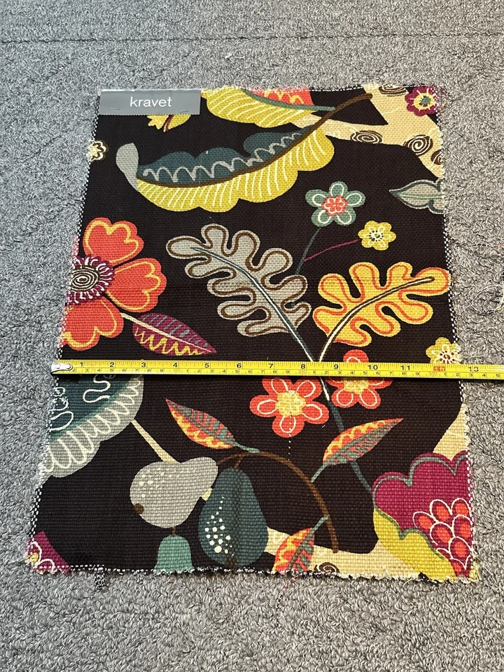 Kravet Fabric Sample 24.75” x 26.75” Audaz 823 Cotton Whimsical Floral Crafts - Image 4 of 4