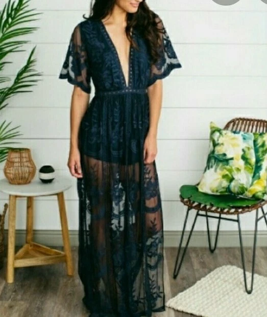 Malibu Sky, Raro Para Mujer Bohemio Encaje Talla S Mameluco Pantalones Cortos Vestido Verde #W2 Foto 2 de 4