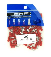 100 PACK 22-18 GAUGE RED VINYL FEMALE QUICK DISCONNECT WIRE CONNECTORS .110"