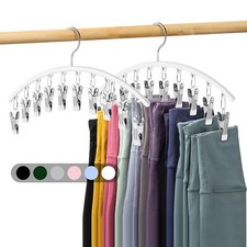 Legging Organizer for Closet Metal Yoga Pants Hanger w/Rubber Coated 2 Pack w...