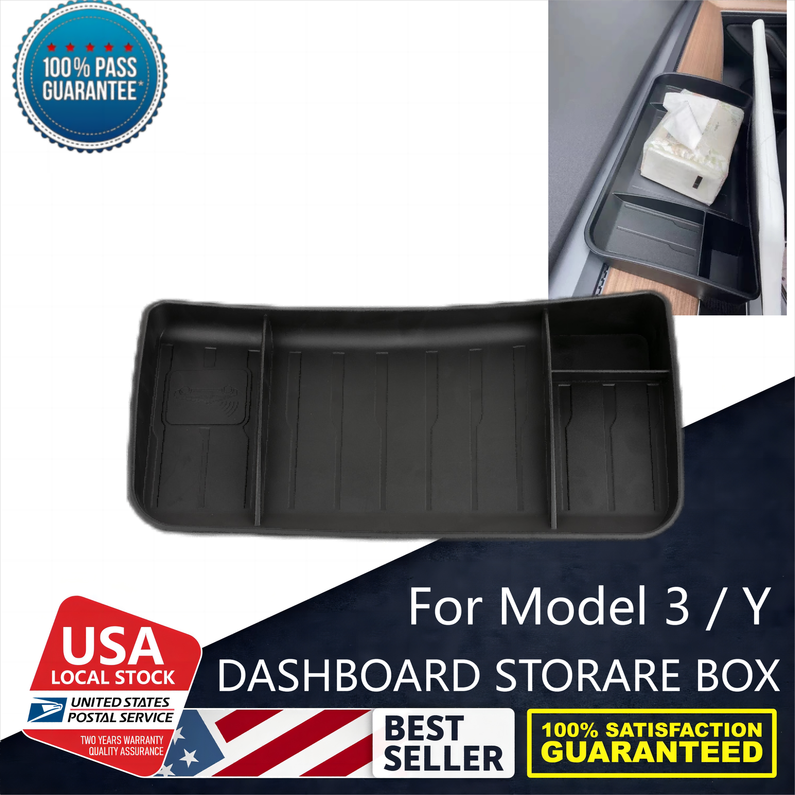 Tesla Model 3 Y Dashboard Storage Tray Organizer Accessory-image