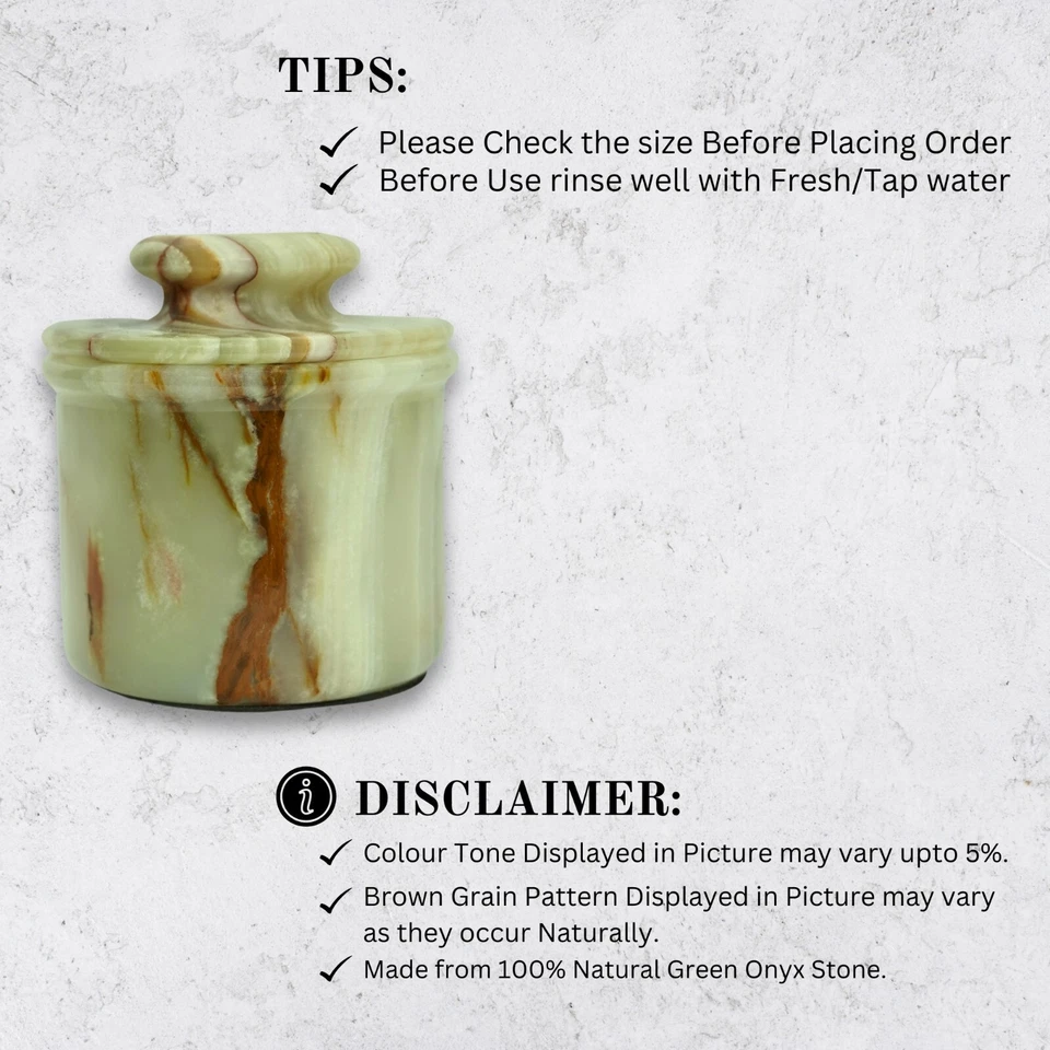 Green Onyx Butter Keeper with Lid | French Butter Crock for Countertop - Image 3 of 4