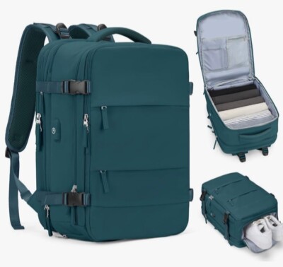 NEW Casual Carry-on Travel BACKPACK - Peacock Blue, Expandable