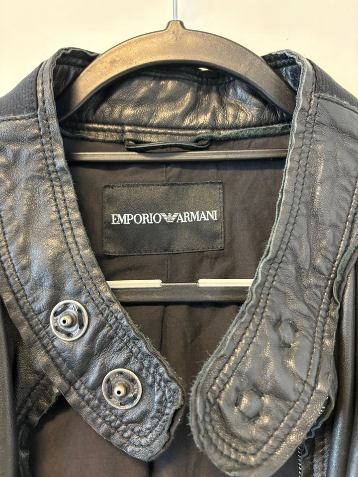 Genuine Emporio Armani Leather Jacket Bomber Style. Black. Size 48. Medium - Image 2 of 4