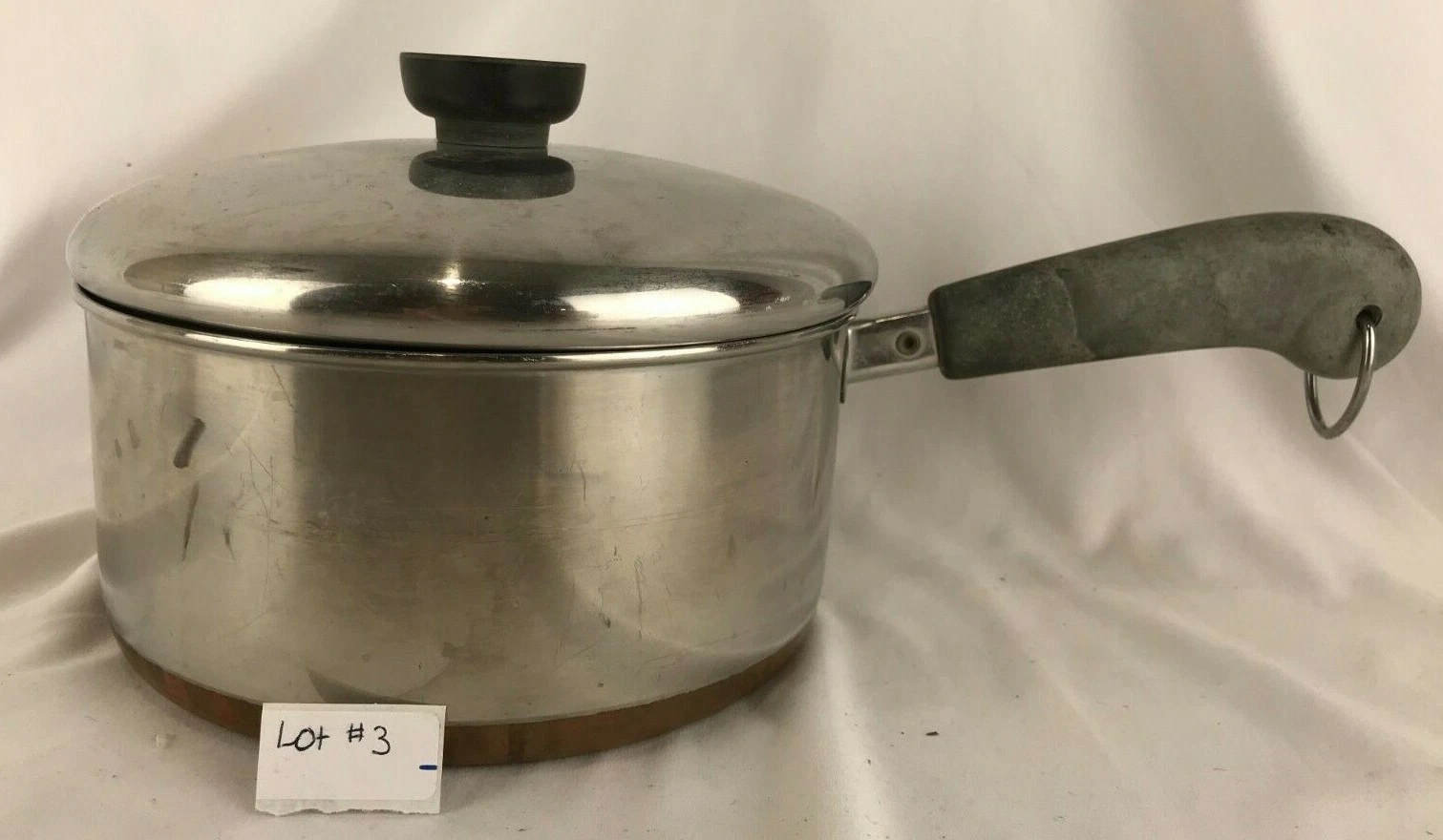 Vintage 1801 Revere Ware Clinton IL Copper Bottom 2qt Sauce Pan Pot Stainless L3