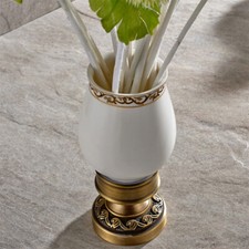 Antique Brass Toothbrush Holder Free Stand Bathroom Single Ceramic Cup Holders