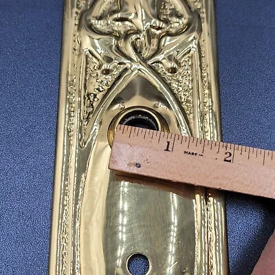 Buy Vintage Brass Reproduction PAIR Doorknob Back Plates 11.75 X 3 Holes 2.5